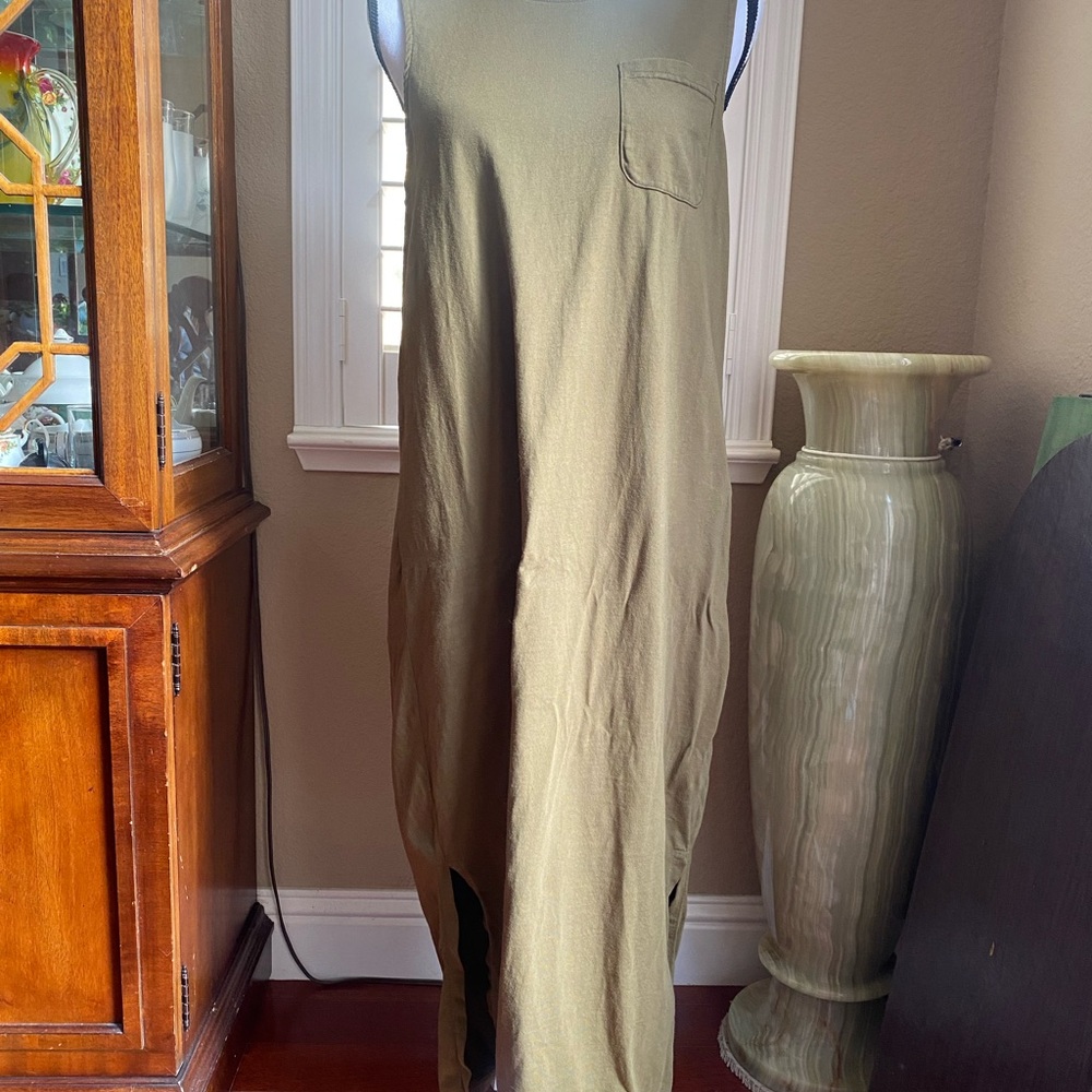 Pact Sleeveless Olive Green Maxi Dress M